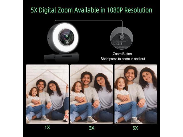 Angetube 1080p Webcam with Ring Light for Streaming: USB 60FPS Web Camera with Microphone-HDR-Enabled-HD Auto Light Correction Web Cam with...