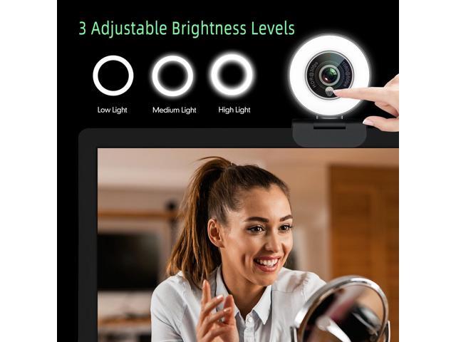Angetube 1080p Webcam with Ring Light for Streaming: USB 60FPS Web Camera with Microphone-HDR-Enabled-HD Auto Light Correction Web Cam with...