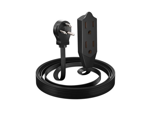 Maximm Extension Cord 6 Feet Flat Plug/Wire, Multi Outlet - 3 Prong Angled Plug Extension Cord - Black UL Certified
