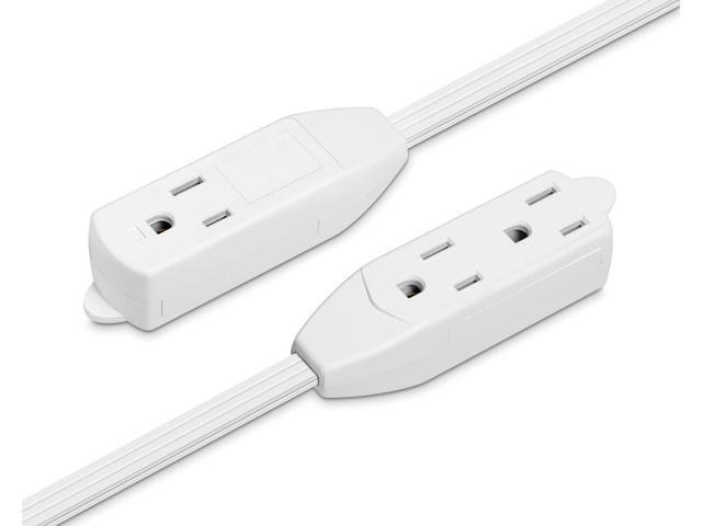 Extension Cord 6 Feet Flat Plug/Wire, Multi Outlet - 3 Prong Angled Plug Extension Cord - White