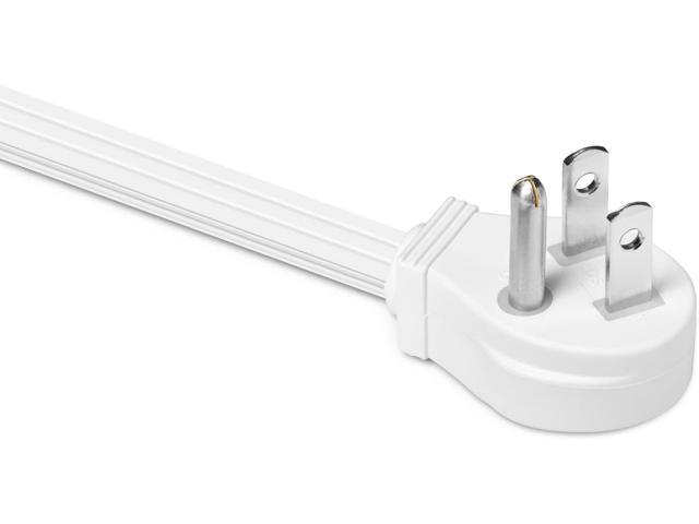 Extension Cord 6 Feet Flat Plug/Wire, Multi Outlet - 3 Prong Angled Plug Extension Cord - White