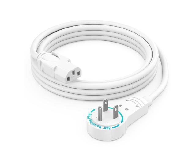 Maximm Monitor Computer Power Cord 6 Ft Flat Plug 360° Rotating PC Cable 3 Prong for, Desktop, Printer, Scanner, 16 AWG NEMA 5-15P to IEC13 - UL...