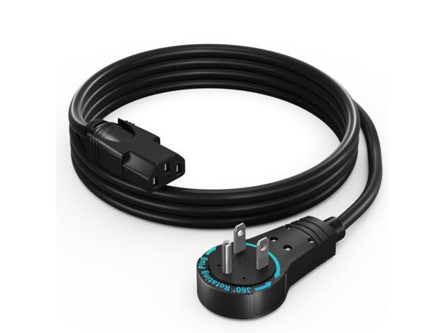 Maximm Monitor Computer Power Cord 3 Ft Flat Plug 360° Rotating PC Cable 3 Prong for, Desktop, Printer, Scanner, 16 AWG NEMA 5-15P to IEC13 - UL...