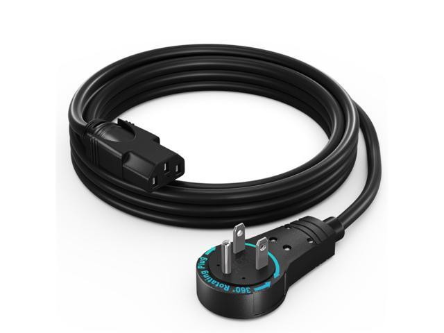 Maximm Monitor Computer Power Cord 6 Ft Flat Plug 360° Rotating PC Cable 3 Prong for, Desktop, Printer, Scanner, 16 AWG NEMA 5-15P to IEC13 - UL...