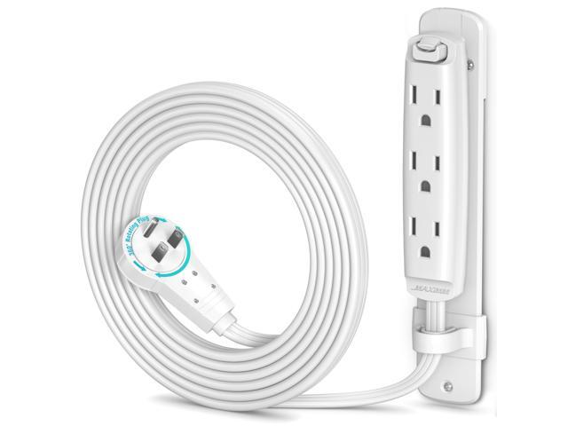 Maximm 360 Degree Rotating Flat Extension Cord 6 Ft Multi 3 Outlet Power Cord with Mounting Bracket, Grounded 16 AWG UL Certified, White