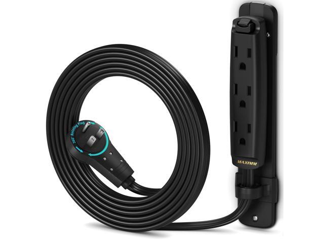 Maximm 360 Degree Rotating Flat Extension Cord 6 Ft Multi 3 Outlet Power Cord with Mounting Bracket, Grounded 16 AWG UL Certified, Black