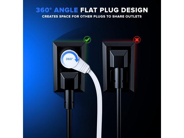 maximm 360 rotating flat plug usb charging extension cord, 3 ft multi 3 outlets 2 usb charging ports extension cable, great for cruise ship 3.4a,...