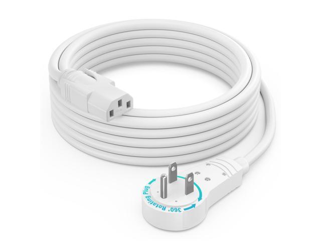 Maximm Monitor Computer Power Cord 10 Ft Flat Plug 360° Rotating PC Cable 3 Prong for, Desktop, Printer, Scanner, 16 AWG NEMA 5-15P to IEC13 - UL...