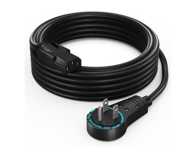 Maximm Monitor Computer Power Cord 10 Ft Flat Plug 360° Rotating PC Cable 3 Prong for, Desktop, Printer, Scanner, 16 AWG NEMA 5-15P to IEC13 - UL...