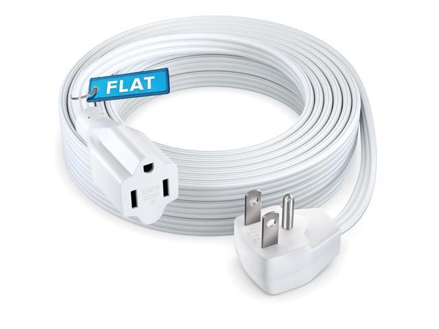 Maximm Extension Cord Heavy Duty (30 Feet) Flat Wire 3-Prong Flat Plug, 14 AWG Power Cord - UL Certified, White, Ideal for Home and Office Use,...