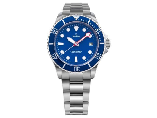 RATIO FreeDiver Sapphire Crystal Stainless Steel Blue Dial Quartz RTF033 200M Mens Watch