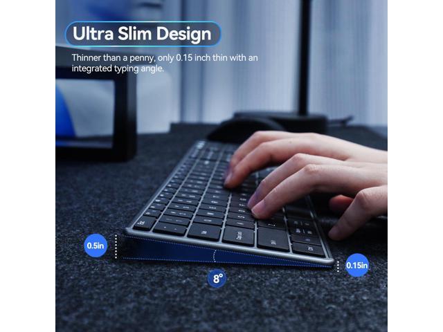 AUSDOM Wireless Bluetooth Keyboard Full Size, Quiet Slim Multi-Device Rechargeable Cordless QWERTY Keyboard with Number Pad, Low Profile Silent...