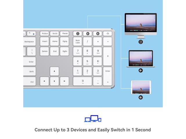 AUSDOM Wireless Bluetooth Keyboard Full Size, Quiet Slim Multi-Device Rechargeable Cordless QWERTY Keyboard with Number Pad, Low Profile Silent...