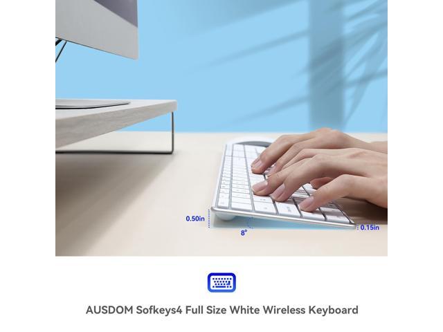 AUSDOM Wireless Bluetooth Keyboard Full Size, Quiet Slim Multi-Device Rechargeable Cordless QWERTY Keyboard with Number Pad, Low Profile Silent...