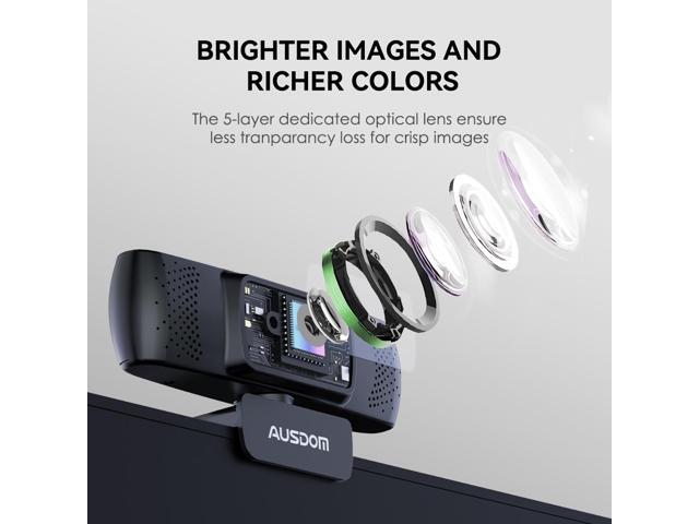 AUSDOM 4K Webcam, Autofocus Webcam with Microphone, Privacy Cover, Plug and Play USB Computer Web Camera for Pro Streaming/Online Teaching/Video...
