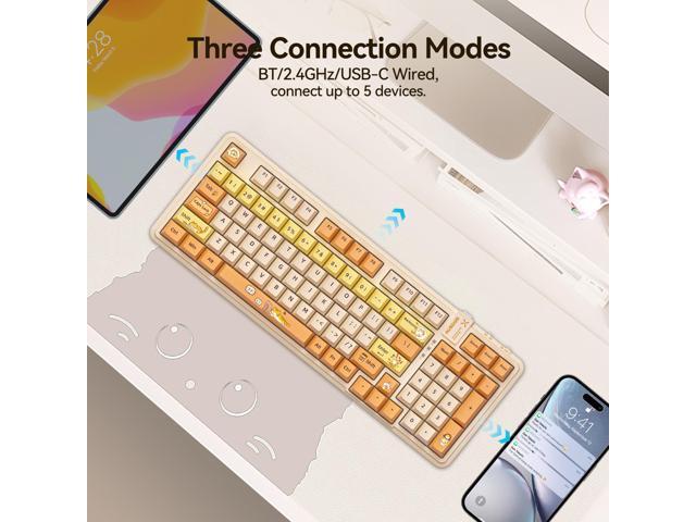 AUSDOM 98Pro Wireless Mechanical Keyboard,Hot Swappable Custom Keyboard with Gasket Structure,Pre-lubed Linear Switches,2.4GHz/Type-C/Bluetooth...