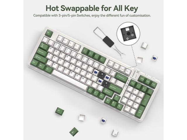 AUSDOM 98Pro Silent Mechanical Keyboard,Wireless Hot Swappable Silent Keyboard with Backlit,Gasket Structure,Pre-lubed Tactile...