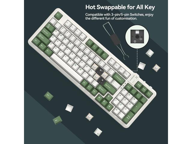 AUSDOM 98Pro Wireless Mechanical Keyboard, Tri-Mode 2.4GHz/Type-C/Bluetooth Keyboard,Hot Swappable Gaming Keyboard with Gasket Structure,Pre-lubed...