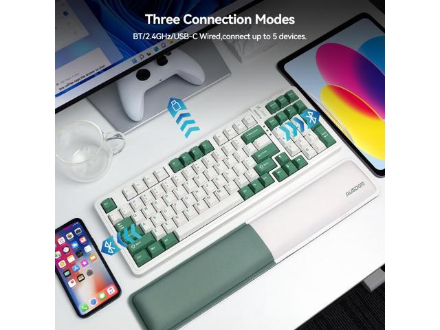 AUSDOM 98Pro Wireless Mechanical Keyboard, Tri-Mode 2.4GHz/Type-C/Bluetooth Keyboard,Hot Swappable Gaming Keyboard with Gasket Structure,Pre-lubed...