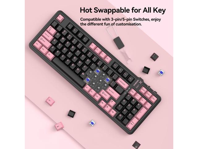 AUSDOM 98Pro Silent Wireless Mechanical Keyboard,Tri-Mode Bluetooth/2.4GHz/Type-C Hot Swappable Custom Keyboard with Backlit,Gasket...