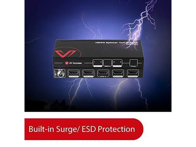 4K HDMI Splitter 1 in 4 Out 1080p 3D PCM7.1 Dolby TrueHD DTS-HD Master Audio Auto EDID Threaded Power Supply with Built-in ESD Protection (One Input Four Output AV Access HDMI Distributor - image 6