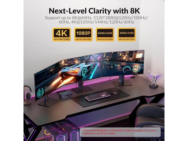 AV Access KVM Switch 3 Monitors 2 Computers 8K@60Hz, 1G Ethernet for 2 PCs, with Remote Controller, 3xUSB 3.0, Docking Station Triple Monitor,...