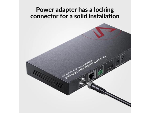 AV Access HDBaseT DisplayPort KVM Extender, Zero Latency, 4k@30Hz/1080P@120Hz, DP 1.2 PoE Extender, 2 USB 2.0 Ports for Keyboard and Mouse, EDID,...