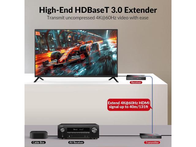 4K HDMI Extender with eARC & ARC, HDBaseT 3.0 Extender w/ 2-Way IR, CEC & PoC, Ideal for Home Theater, HDR Dolby Vision up to130ft/40m