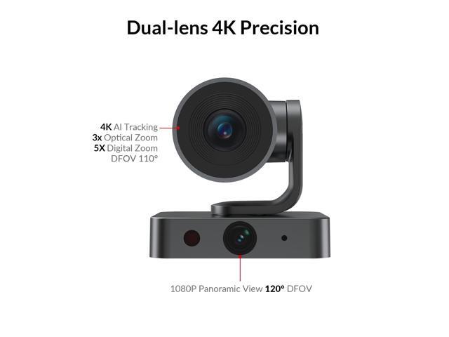 4K Conference Room Camera System, AI Auto-Tracking PTZ Camera 15x Zoom(3x Optical) with Bluetooth Speakerphone Set, 120° Wide-Angle, 16-Foot Mic...