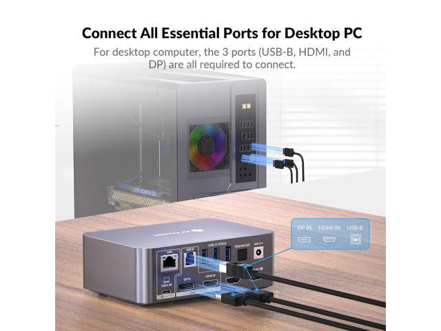 v AV Access Dual Monitor KVM Switch Docking Station 4K@60Hz Dual Monitor for Laptop & Desktop with USB C, USB 3.0, Ethernet, HDMI Output(iDock-C10)
