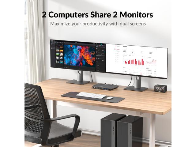v AV Access KVM Switch Dual Monitor 4K@60Hz, 2K@144Hz, 1080P@240Hz, USB 3.0 KVM Switch 2 Monitors 2 Computers, Ultrawide Screen PC Keyboard Mouse...