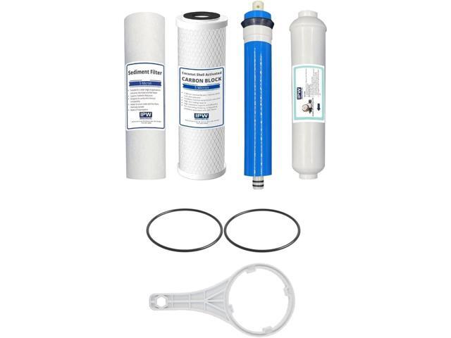 IPW Industries Inc. Universal 4-Stage Under Sink Reverse Osmosis Replacement Filter Kit w/O-Rings and Wrench