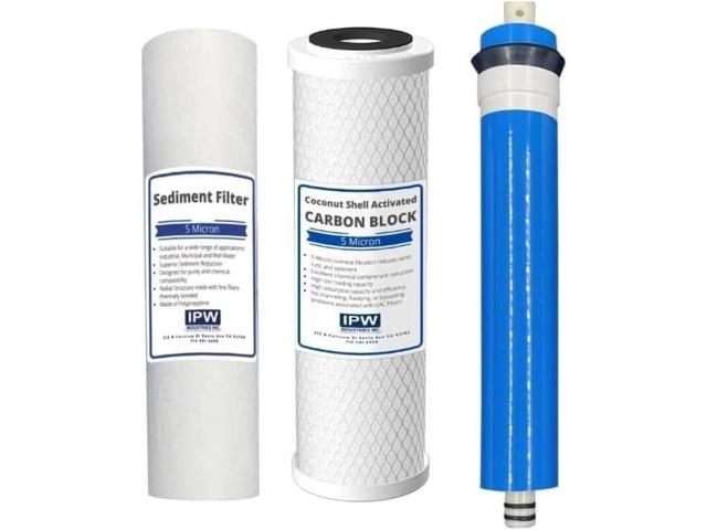IPW Industries Inc. Compatible to Hydro Logic Stealth RO150 Complete Replacement Filter Kit Includes - Membrane, Carbon & Sediment Filter