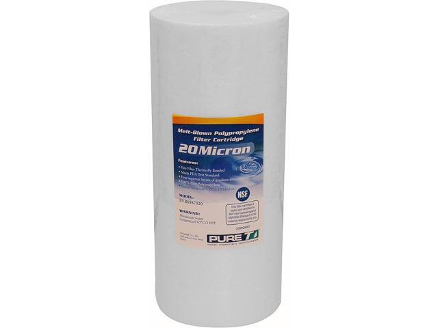 PureT BVB0987020 10x4.5' Water Sediment Filter - NSF Certified - Spun Poly Filter Removes Sediment and Other Organic Debris (20 u Micron Rated)