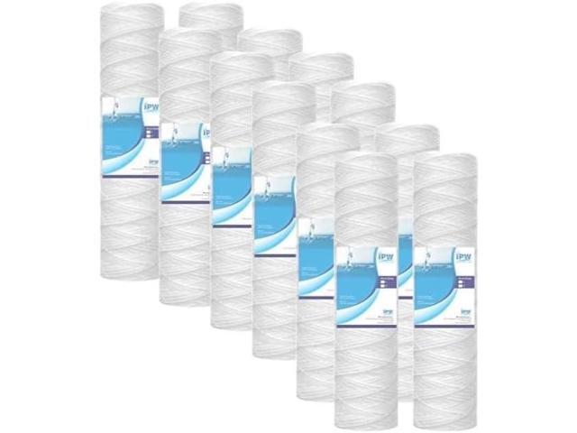 IPW Industries Inc-Compatible to CW-F Sediment Replacement Cartridge Polypropylene Cord-Wound, 5 Micron, 12,000 Gallon Capacity, 12-Pack