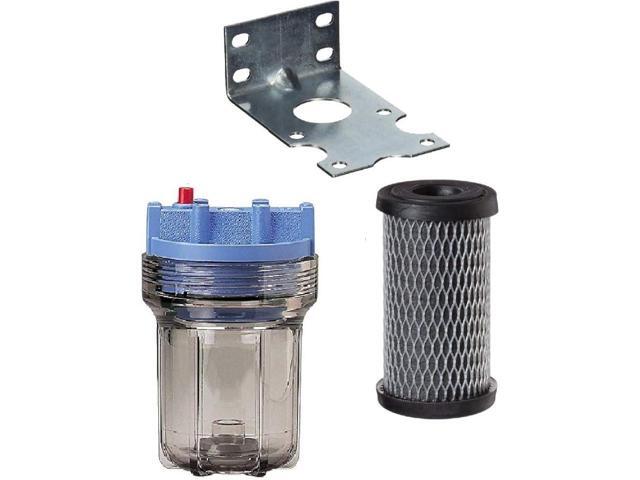 IPW Industries Inc 1/2' #5 Slim Line Clear Filter Housing System Kit Complete with Bracket and C2 Filter (158216, 244047, 155022-43)