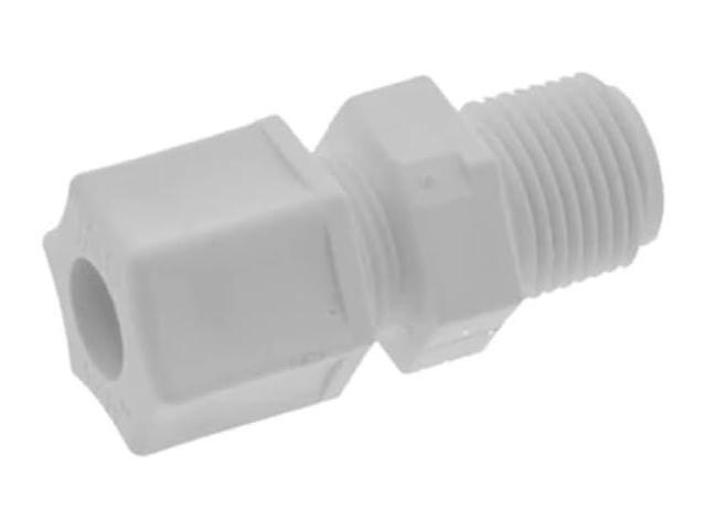 IPW Industries Inc.-Jaco (1066_PO) Male Connector Fitting with Ferrule Nut and Integral Sleeve - Polypropylene - 3/8' Thread x 3/8' OD Tube w/No...