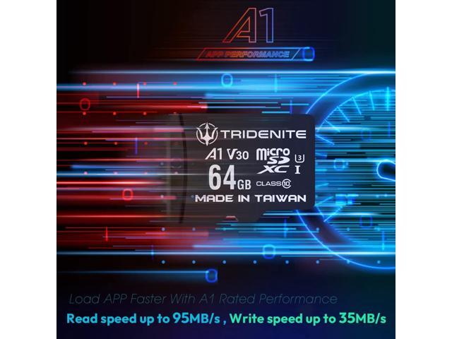 TRIDENITE 64GB Micro SD Card, MicroSDXC Memory for Nintendo-Switch, GoPro, Drone, Smartphone, Tablet, 4K Ultra HD, A1 UHS-I U3 V30 C10, Up to...