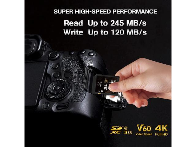 AXE MEMORY SD Card 256GB V60, 245MB/s UHS-II U3 4K Ultra Full HD, Professional Grade SDXC Memory Card