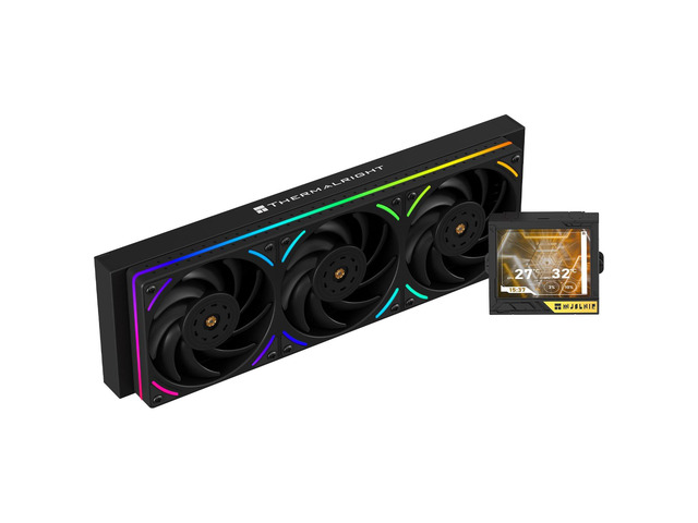 Thermalright Mjolnir Vision 360 UB PRO ARGB Black 360mm AIO CPU Liquid Cooler, 3.5' 640x480 Magnetic LCD, 3000RPM Pump, TL-UB36 PWM ARGB Fans,...