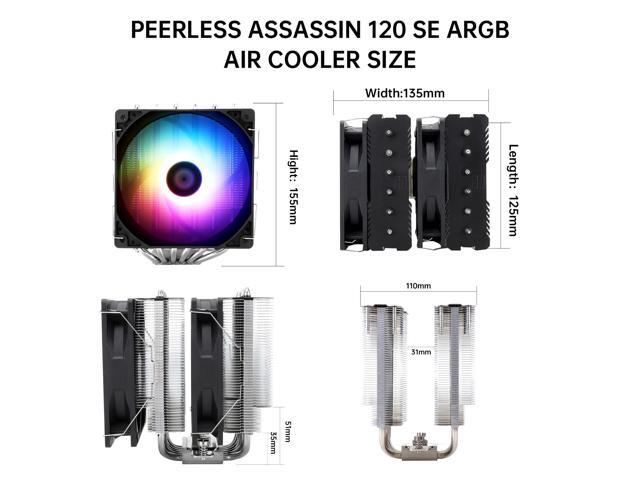 Thermalright Peerless Assassin 120 SE ARGB CPU Air Cooler,6 Heat Pipes Aluminium Heatsink Cover, for Intel 1700/115X/1200, AMD AM4/AM5