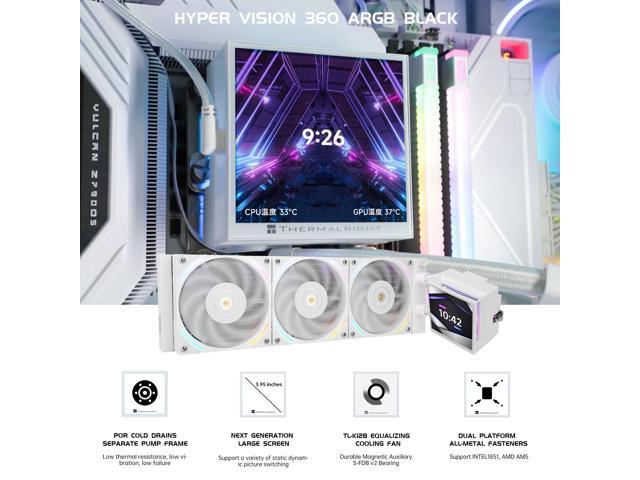 Thermalright Hyper Vision 360 ARGB AIO CPU Liquid Cooler - Magnetic Fixed 3.95' LCD Display Screen, 2150RPM PWM Fans, for AMD AM4/AM5 & Intel...