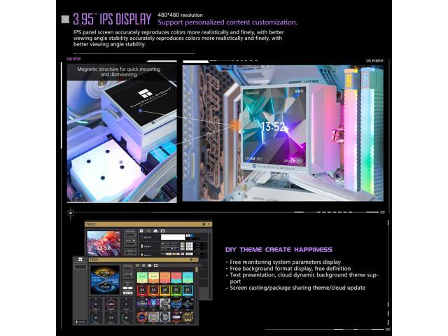 Thermalright Hyper Vision 360 ARGB AIO CPU Liquid Cooler - Magnetic Fixed 3.95' LCD Display Screen, 2150RPM PWM Fans, for AMD AM4/AM5 & Intel...