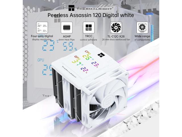 Thermalright Peerless Assassin 120 Digital CPU Air Cooler -Temperature Display 6 Heat Pipes 1850RPM PWM 120mm Fans, for Intel 1851/1700, AMD...