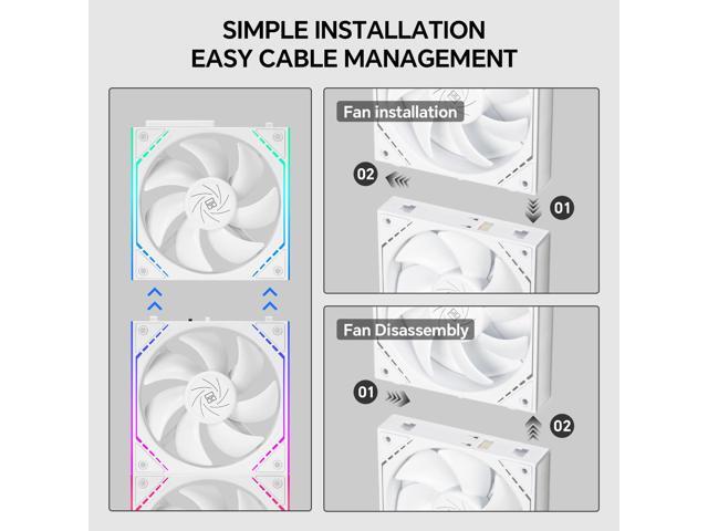 Thermalright TL-M12QW X3 120mm PC Case Cooling Fans, Daisy-Chain 2000RPM ARGB Dual Infinity Mirrors Lighting for Gaming Build(3-Pack)