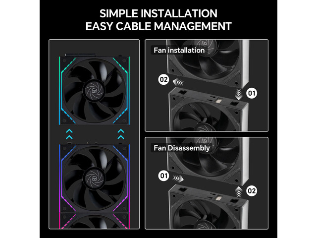 Thermalright TL-M12QR X3 120mm PC Reverse Blade Case Fans, Daisy-Chain 1500RPM ARGB Dual Infinity Mirrors Lighting for Gaming Build(3-Pack)
