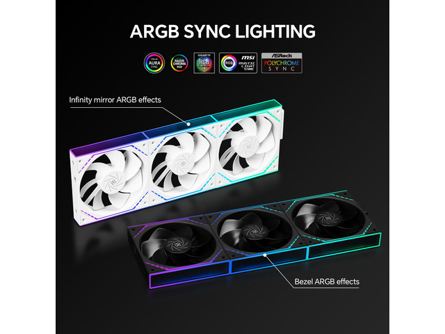 Thermalright TL-M12QR X3 120mm PC Reverse Blade Case Fans, Daisy-Chain 1500RPM ARGB Dual Infinity Mirrors Lighting for Gaming Build(3-Pack)