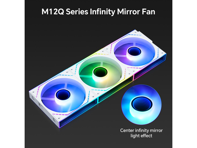 Thermalright TL-M12QW-S X3 120mm PC Case Fans, 2000 RPM High Airflow, ARGB Daisy-Chain, Infinity-Mirror Lighting, 3-Pack, White