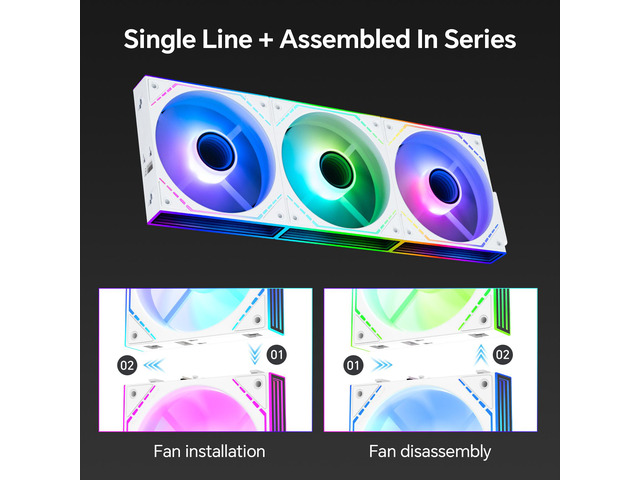 Thermalright TL-M12QW-S X3 120mm PC Case Fans, 2000 RPM High Airflow, ARGB Daisy-Chain, Infinity-Mirror Lighting, 3-Pack, White
