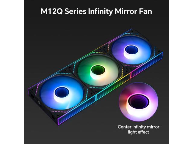 Thermalright TL-M12Q-S X3 120mm PC Case Fans, 2000 RPM High Airflow, ARGB Daisy-Chain, Infinity-Mirror Lighting, 3-Pack, Black